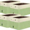 BALEINE 4 Pack Fabric Closet Storage Bins for Shelves, Linen Closet Organizers and Storage, Decorative Baskets for Organizing, Shelf, Clothes, Home, Office (Green, 15''x11''x9.5'')