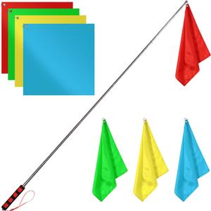 4pcs Horse Training Flag, 5.25 Feet Red Telescopic Flag Poles with 17.1x17.1inch Retractable Horse Training Equipment Horse Flag (Four Colors)