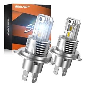 SEALIGHT H4 Bulb, 1:1 Real Size 36000LM 9003/HB2 Fog Light Bulbs, 700% Super Bright 6500K Cool White with Fan, Fog Lights Bulb for Car Powersports ATV/UTV, Pack of 2 (S3 Series)