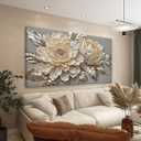 Large White Flower Canvas Wall Art For Living Room Prints 29 X 58 Inch
Artwork Canvas Art Wall Decor White Flower Wall Art Modern Painting Elegance Wall Decor For Hotel Office Home Decoration