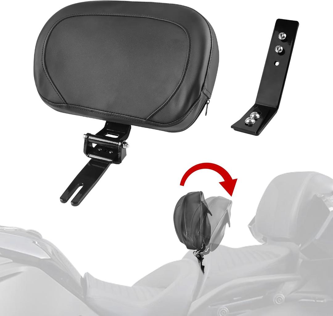 Adjustable Padded Driver Backrest Rider Back Rest w/Storage Pouch Bag and Folding Mounting Kit For Can Am Spyder F3 / F3-L / F3-S / F3-T 2015-2025 Accessories