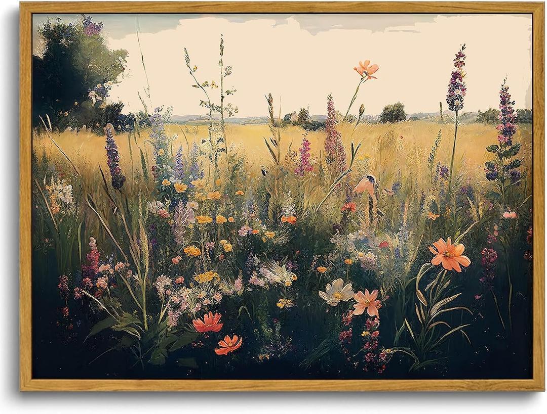 KISSFOX Vintage Framed Wall Art Moody Forest Lake Canvas Art Prints Rustic Farmhouse Fall Landscape Pictures Wall Decor Cottagecore Antique Paintings Artwork For Kitchen Bedroom Living Room Bathroom, Size 36x24