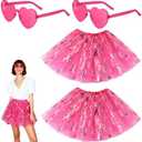 Maiteenly 2 Pcs Breast Cancer Awareness Costume Accessories Pink Ribbon Tutu Skirt