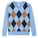BOBOYOYO Boys Argyle Sweater 100% Cotton Cable Knit Boys Uniform Sweater V-Neck Christmas Kids Pullover for Children 9-10 Years