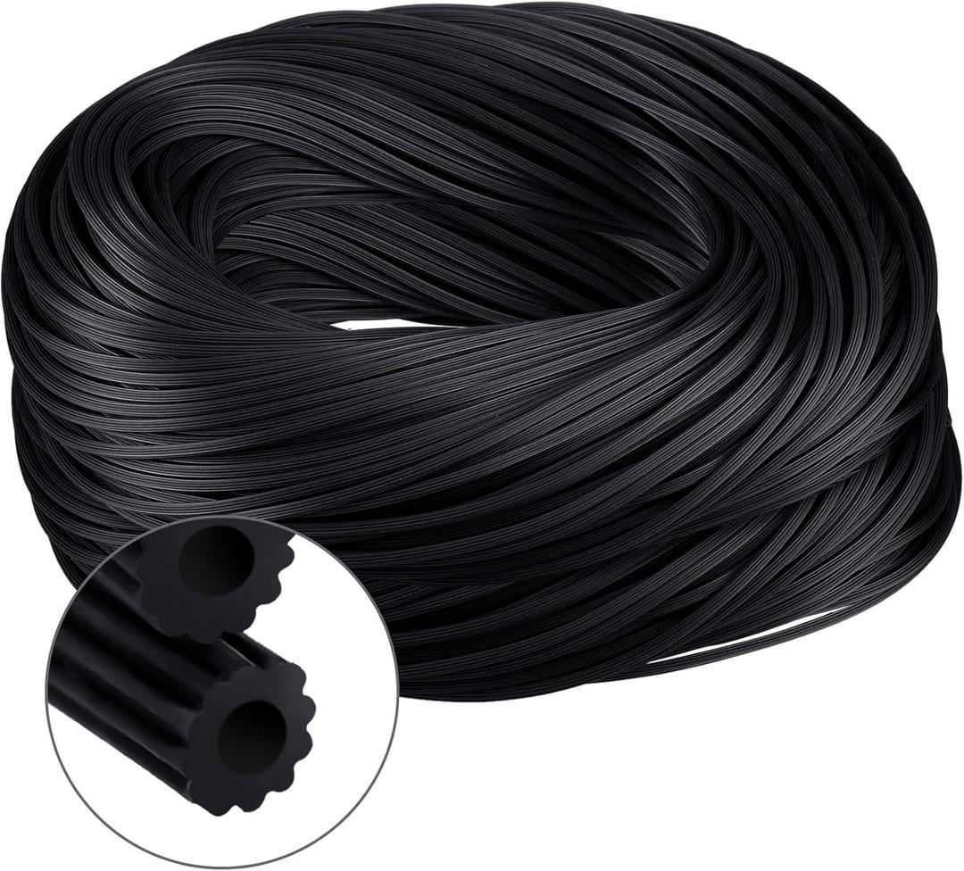 Frienda 250 ft Screen Spline, Replacement Black Window Screen Retainer Spline, Hollow Serrated Door and Window Mesh Shielding Holder for Mosquito Net Fixing, Rubber, Round(0.19 Inch)