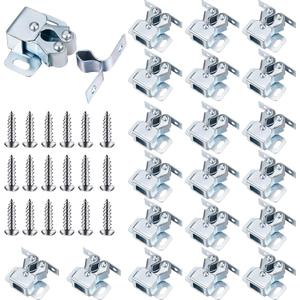 Bonuci Cabinet Door Latch and Catch Hardware Double Roller Catch Cabinet Latches with Spear Strike for Closet Doors Kitchen(Silver,20 Pcs)