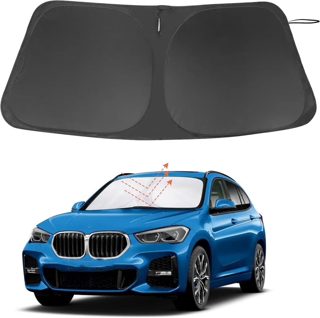 Windshield Sun Shade Custom Fit for 2016-2022 BMW X1 F48 Accessories Foldable Sunshade Sun Blocker Protect Car from Sun Rays & Heat Damage Keep Car Cooler