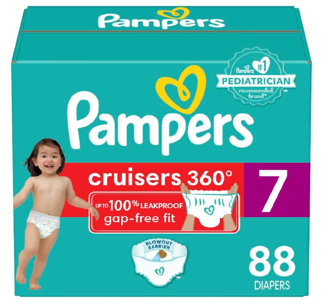 Pampers Diapers - Cruisers 360 - Size 7, 88 Count, Babyproof up to 100% Leakproof Pull-On Diaper
