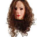 HENGYUTOYMASK Realistic Latex Female Woman Face Mask Halloween Latex Mask with Wig Lady Crossdressing Sissy Transgender Costume