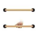 2FT Wood Hand Railing for Stairs - Wooden Handrails for Outdoor Steps, Staircase Handrail W/s Black Metal Brackets, Banister Deck Rails, Safety Grab Bars for Senior, Elderly & Kids (2 FT)