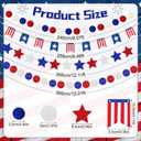 Dingion 4 Pcs 4th of July Garland for Mantle 40ft Patriotic Garland 250th Anniversary Decoration Wood Bead Independence Day Pom Pom American Flag White Red Blue Banner for Fireplace Indoors