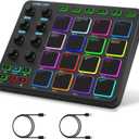 JP-1 MIDI Pad Controller with Wireless Connection, 16 RGB Beat Pads for Music Production, Portable Beat Maker for Beginners, Finger Drumming, Sampling, Looping on Laptop, Tablet, Phone