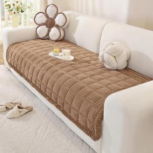 Couch Cover for Dogs Washable, Pet Couch Covers for Sofa, Soft Fuzzy Sectional Sofa Cover L Shape, Thick Couch Protector Pet Friendly, Paw Cart Dog Mat for Couches and Sofas (35.4" x 70.9", Brown)