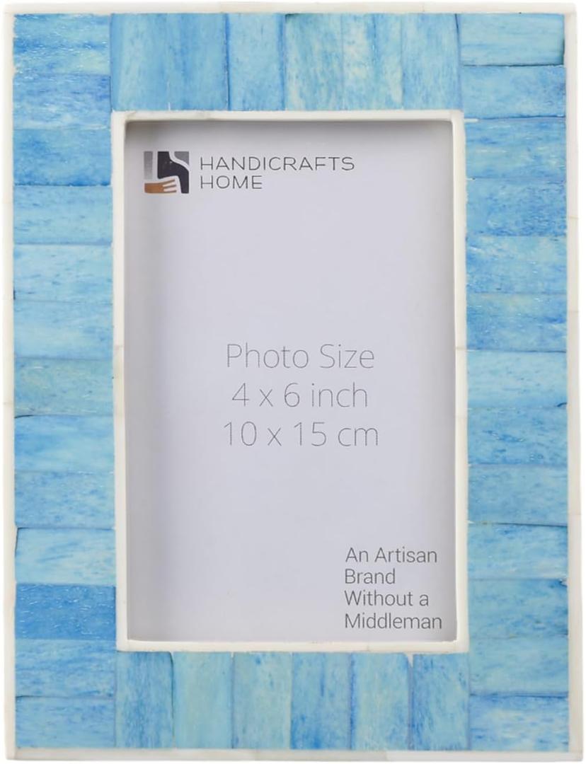 Handicrafts Home Stylish Mosaic Picture Frame - 4x6 Vintage Wall Art, Perfect for Boho Home Decor, Unique Holiday Gifts, Family Picture Frame for Gallery Wall, Gift for Her, Trendy decor- Turquoise