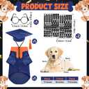 Huhumy 5 Pcs Dog Graduation Costume Set Include 2026 Pet Graduation Gown with Stole Puppy Grad Cap Lensless Glasses DIY Letter Stickers for Dogs Cats Holiday Costume Accessory(Blue Orange,L)