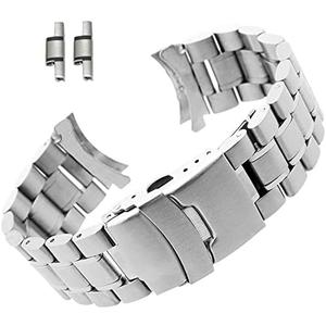 Curved End Replacement Watch Band 18mm 20mm 22mm 24mm Stainless Steel Watchband Double Lock Buckle Wrist Belt Watch Strap SB5ZWT