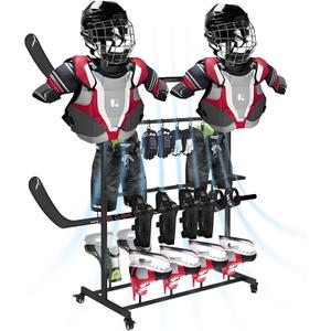 Hockey Gear Drying Rack - Heavy-Duty Metal Ice Hockey Equipment Dryer Stand with Hanging Clips for Fast Drying & Odor Prevention
