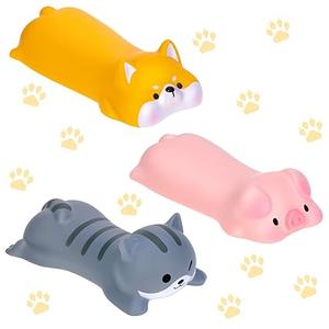 3 Pcs Cute Wrist Rest Support for Mouse Keyboard Computer Kawaii Mouse Pad Cat Pig Dog Animal Design Computer Arm Rest Cushion Mat for Laptop Desk Office Supplies