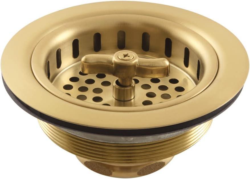 Kingston Brass K212BB Tacoma Spin and Seal Sink Basket Strainer, Brushed Brass
