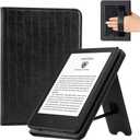 CoBak Case for 6" E-Reader - PU Leather Smart Cover with Auto Sleep/Wake & Hand Strap, not Compatible with Kobo Clara,Croco Black