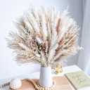 96PCS Natural Dried Pampas Grass Boho Home Decor Bouquet Phragmites Dried Flowers Bouquet for Wedding Floral Arrangements Home Decorations (96PCS)