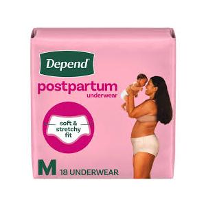 Depend Postpartum Underwear for Women, Adult Incontinence Underwear, Maximum Absorbency, Medium, 18 Count