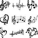 9pcs Music Note Silhouettes Iron on Transfer Patches for Clothing DIY Washable Iron on Stickers for Clothes Heat Transfer Vinyl Decals Appliques