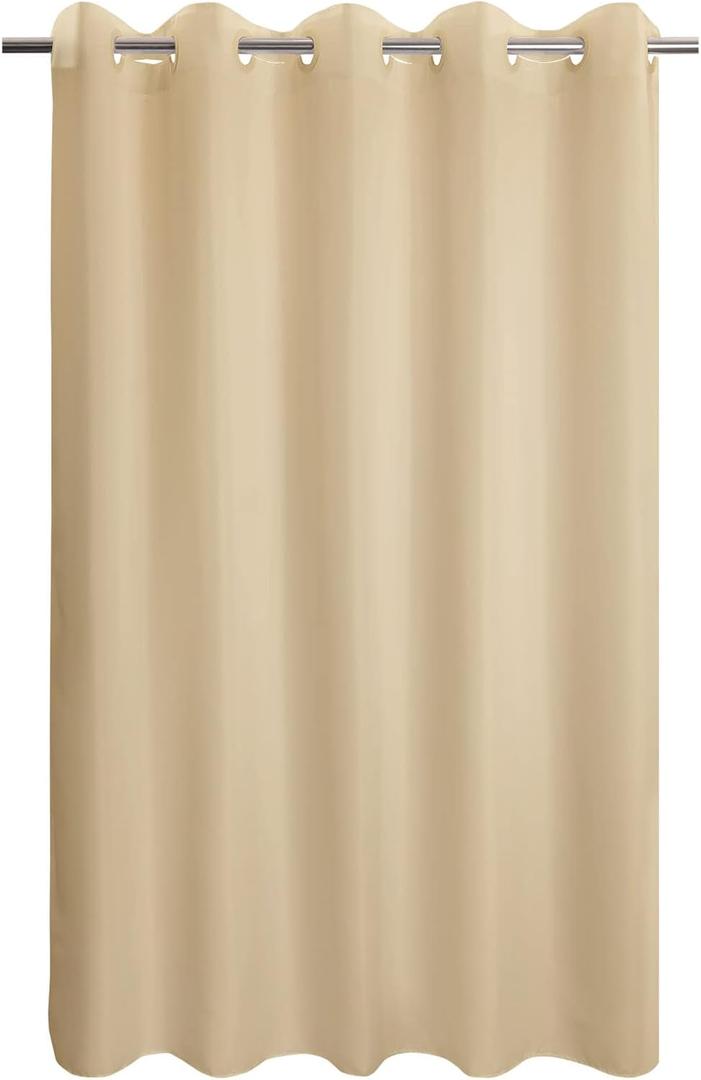 Fabric Shower Curtain No Hooks & Liner Needed - Soft Waterproof Hotel Cloth Shower Curtain Washable with Hooks Built-in, Beige, 71x74 Standard Size