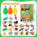 JOICEE 24 PCS Prefilled Easter Eggs with 3D Printed Animal, Jungle Forest Animal Figurines Flexible Articulated Fidget Toys Set for Kids Easter Egg Hunt Basket Stuffers Party Favors