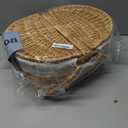 Happypicnic Wicker Picnic Basket with Handle, 15" Large Empty Picnic Basket with Lid & Removable Liner, Vintage Hand Woven Basket for Picnics, Camping, Veg Picking, Mother's Day, Thanksgiving (Solid)