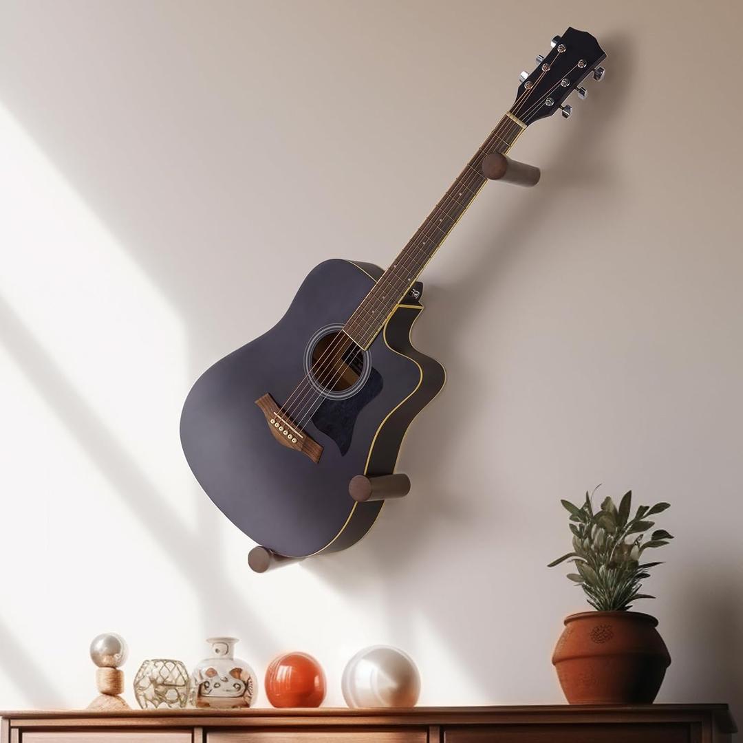 Acoustic Horizontal Guitar Hangers for Wall Wooden Wall Mount (Brown)