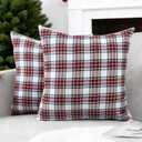 CARRIE HOME White Tartan Plaid Pillow Covers 18x18 White Plaid Christmas Throw Pillows Set of 2 Christmas Decor for Living Room or Front Porch