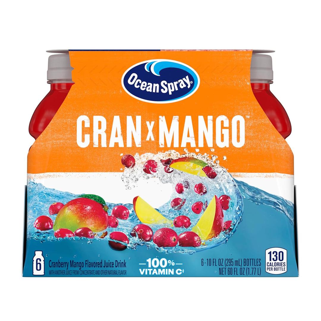 Ocean Spray Cran-Mango Juice Drink, 10 Ounce Bottle (Pack of 6) (EXP 02/04/27)