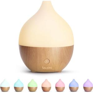 SALKING Essential Oil Diffuser 100ml Small Aromatherapy Diffuser with Auto Shut-Off, Ultrasonic Diffusers for Essential Oils, Cool Mist Humidifier with Warm White Lights, for Office Home