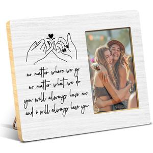 JioJio Chan Best Friend Picture Frames Gifts - 4 x 6 Inch Photo - Pinky Promise Friendship Photo Frame for Long Distance Friendship Gifts for Women Female BFF Bestie Soul Sister (brown)