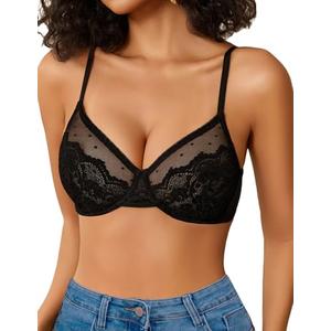 Avidlove Lace Bras for Women Sheer Balconette Underwire Unlined Everyday Bras Lingerie Black Small Avidlove Lace Bras for Women Sheer Balconette Underwire Unlined Everyday Bras Lingerie Black Small