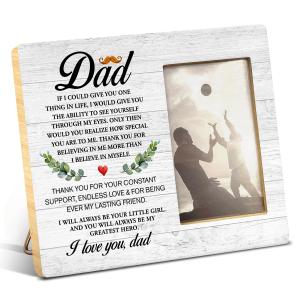 Yuzi-n Dad Gift From Daughter Son, Best Father Gifts Idea, Meaningful Gift for Father, to My Dad I Love You Wood Picture Frame for 4x6 Inches Photo