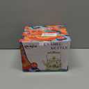 Jucoan 2.6 Quart Vintage Enamel Tea Kettle, Green Floral Stovetop Water Kettle Teapot with Porcelain Handle for Home Kitchen Camping Tea Party, Gift for Bridal Shower Wedding Housewarming (Gold)