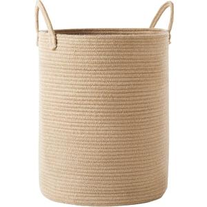80L Extra Large Jute Laundry Hamper Tall Woven Laudnry Basket Wicker Rope Clothes Hamper Boho Blanket Basket in Living Room Bedroom 16"D x 22"H