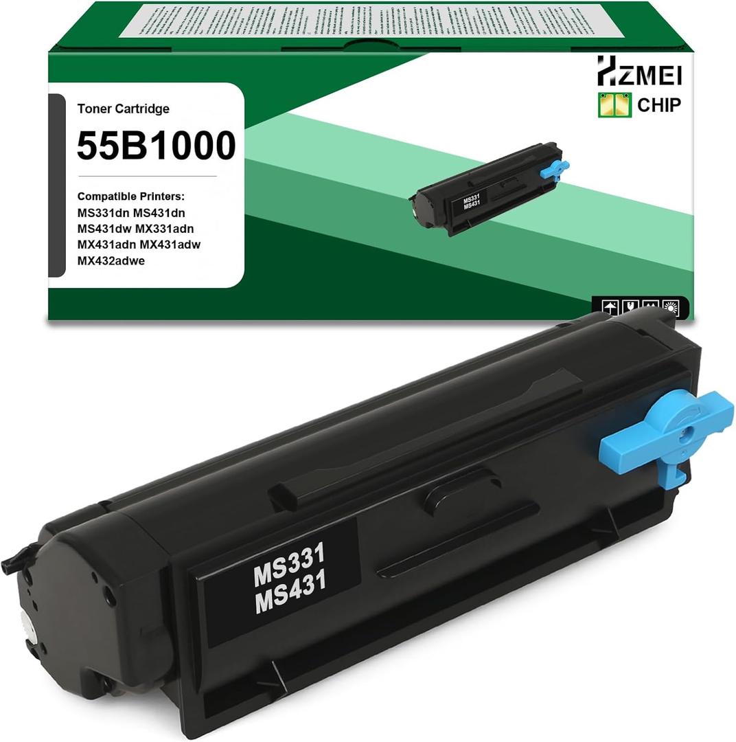 55B1000 Toner Cartridge with New Chip Compatible for Lexmark MS431 MS331 Toner for Lexmark MS331dn MS431dn MS431dw MX331adn MX431adn MX431adw MX432adwe Printers