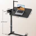 SAIJI Magnetic Overbed Bedside Table with Wheels, Height and 360 Angle Adjustable Over Bed Desk with Led Light, Portable Lengthened Rolling Laptop Standing Desk Mobile Bed Tables Hospital Home Use, 15.75 inches x 27.56 inches x 42.13 inches