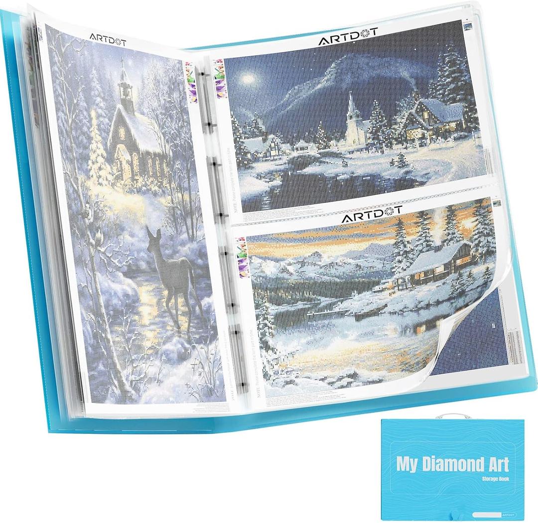 ARTDOT A1 Storage Book for Diamond Painting Kits, Diamond Art Portfolio Folder for Diamond Painting Accessories with 13 Pockets, 26 Views Protectors (34x25.4inches)