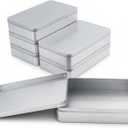 6 Pieces Rectangular Empty Tin Box Containers for Gift, Jewelery & Home Organization, 7.4 x 4.5 x 1.5 Inch (Silver)