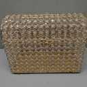 ELLDOO Crystal Wedding Card Box with Heart Lock, 12.6" x 6.3" x 9.4" Money Card Box Treasure Chest Style Gold Gift for Wedding Receptions, Centerpiece Decor, Anniversary, Keepsake, Gift Display Box