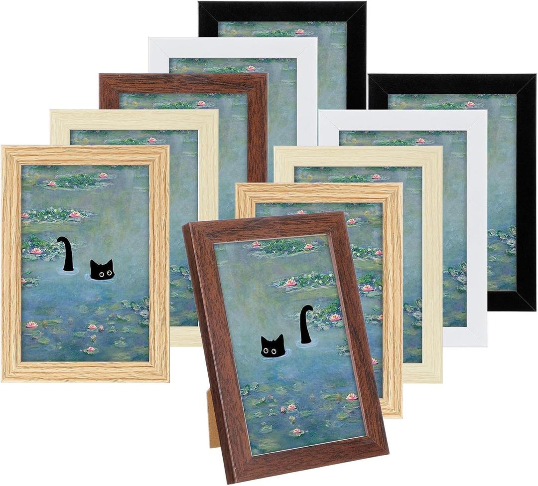 Kifmurase 4x6 Inch Picture Frame Set of 10, Rustic Farmhouse Photo Frame with Tempered Glass, Distressed Vintage Picture Frame 3.5x5 with Mat and 4x6 without Mat for Wall Mount or Tabletop Display