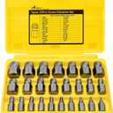 Topec 25Pcs Screw Extractor Set, Hex Head Multi-Spline Easy Out Bolt Extractor Set, Premium CR-MO Steel Rounded Bolt Remover