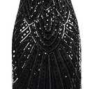 Vijiv 1920's Long Prom Dresses Beaded Sequin Art Nouveau Deco Flapper Dress Pure Black L