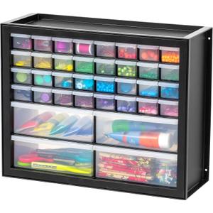 IRIS USA Small Parts Storage Cabinet, Made in USA, 36-Drawer Organizer for Hardware, Electronics, Screws, Nuts & Bolts, Beads, Craft Supplies, Teacher Toolbox, Garage & Workshop Storage Black