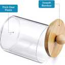 3 Pcs Cotton Swab Ball Pad Holder, 10 Oz Clear Holder Dispenser Containers for Bathroom Organizers and Storage with Bamboo Lids and Tray