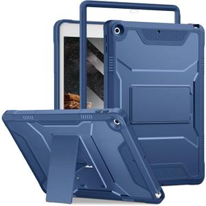 DTTO for iPad 9th/8th/7th Generation 10.2 Inch Case 2021/2020/2019, Built-in Screen Protector, Durable Shockproof Full Body Protective Cover with Kickstand for iPad 10.2", Navy Blue